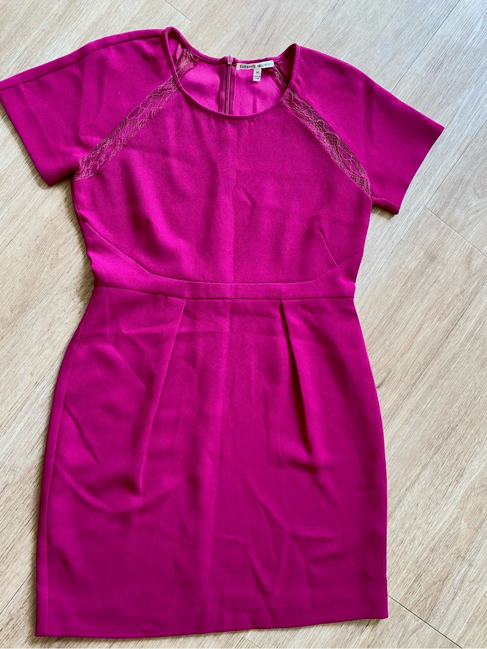 Collective Concepts Fuchsia Lace-Trim Sheath Dress